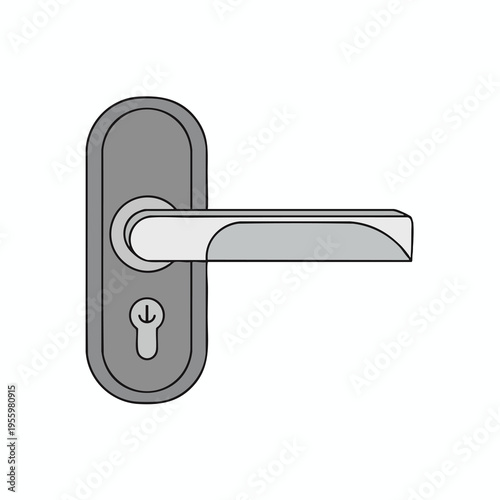 gray door handle with integrated lock mechanism and metallic sheen