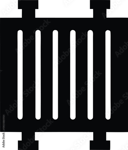 a radiator with fins and cap silhouette vector illustration on transparent background