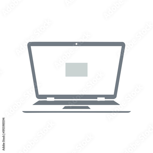Minimalist grey laptop icon with a light grey rectangular screen content