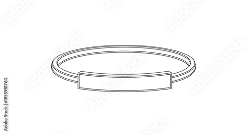 Simple Line Drawing of a Bracelet with a Blank Rectangular Plaque for Personalization