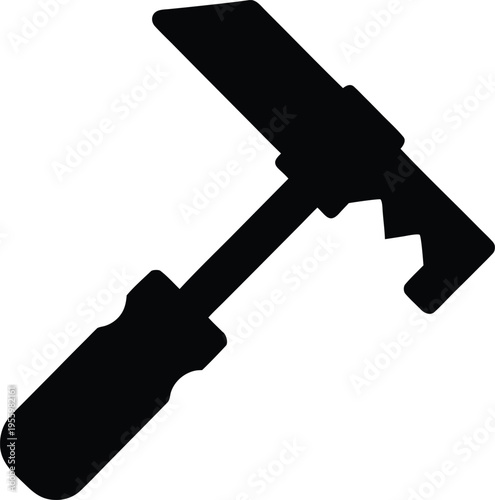 a bradawl with wooden handle and spike silhouette vector illustration on transparent background