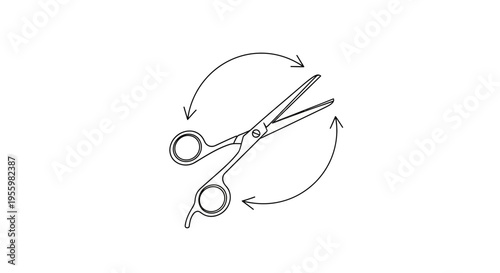 Professional Hairdressing Scissors Rotating with Arrows