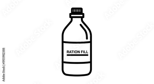 Ration Fill Bottle Icon, Emergency Food Supply Container, Survival Kit Liquid Storage