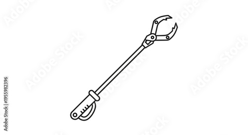 Reaching Grabber Tool Icon: Long Arm Gripper for Extended Reach and Picking Up Objects