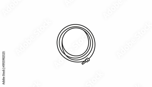 Rolled Garden Hose with Nozzle, Isolated on White Background, Top View