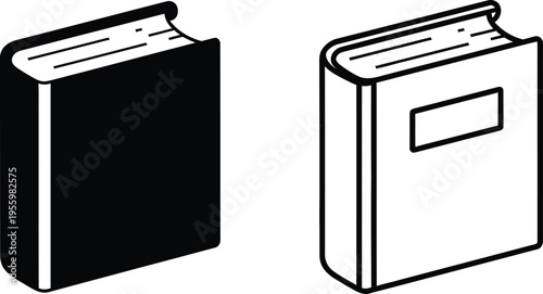 Black and white book illustrations side by side Vector