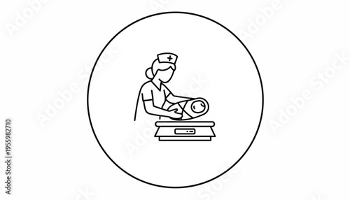 Nurse weighing newborn baby on electronic scale, healthcare, medical checkup, infant care, hospital routine