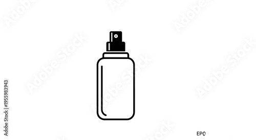 Minimalist spray bottle icon, simple outline design, isolated on white background