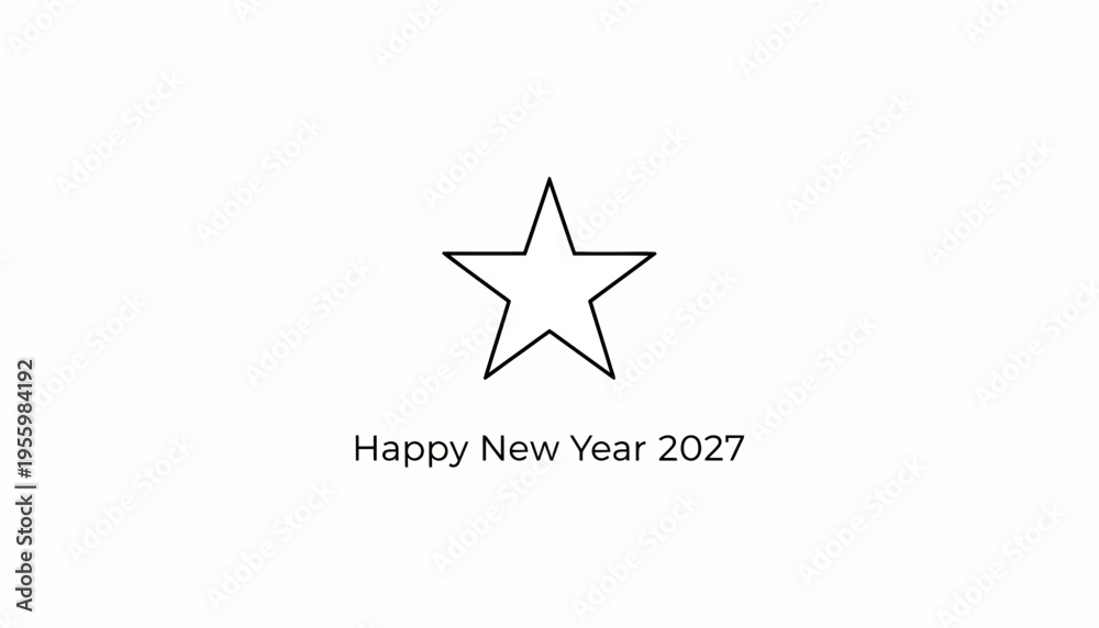 Obraz premium Happy New Year 2027 Star Graphic Minimalist Celebration Greeting Card