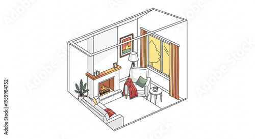 Cozy living room interior with fireplace and furniture warm and inviting home decor concept