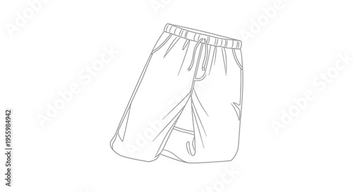 Fashion Sketch: Outline of Casual Shorts with Drawstring Waist