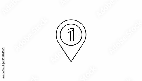 First Place Pin Icon: Number One Location Marker, Success and Achievement Symbol