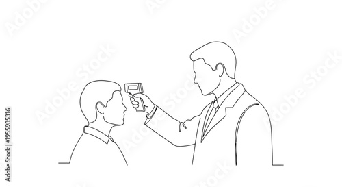 Doctor taking temperature with infrared thermometer, health screening, preventing virus spread