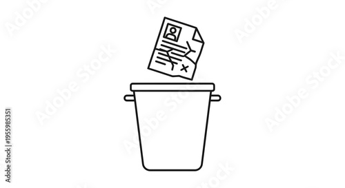 Document with personal data being thrown into a trash can, concept of data privacy and deletion