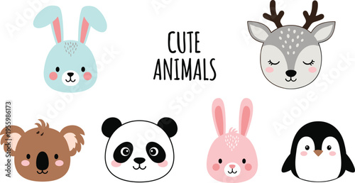 Set of Cute Dino Animal Illustrations Featuring T-Rex Triceratops Brachiosaurus Stegosaurus and Pterodactyl in Cartoon Vector Style for Kids Nursery Decor