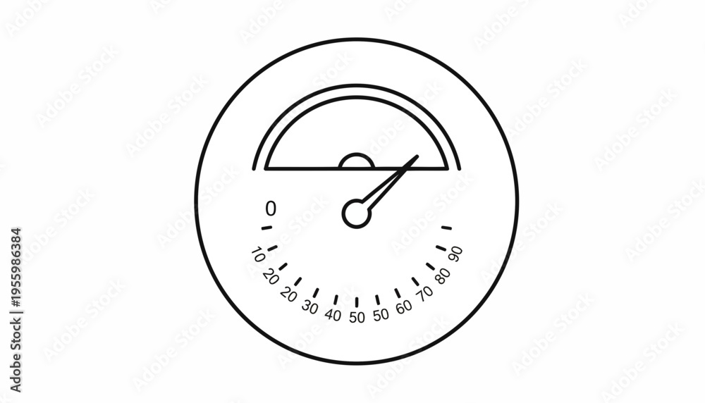 Obraz premium Circular gauge with needle pointing to 50, representing measurement, progress, or data.