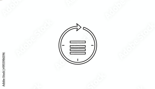 Circular Arrow Icon with Stacked Lines Symbol, Refresh, Reload, Menu, Options