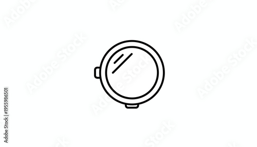 Compact Mirror Icon, Portable Makeup Mirror, Beauty Tool, Simple Line Art