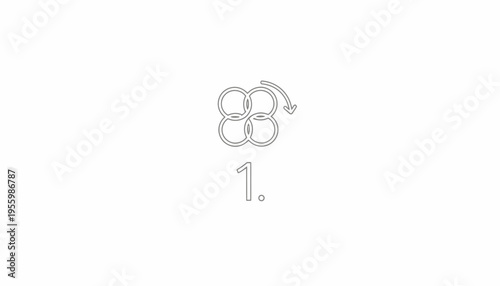 Abstract Interlocking Rings Symbol with Rotation Arrow and Number 1