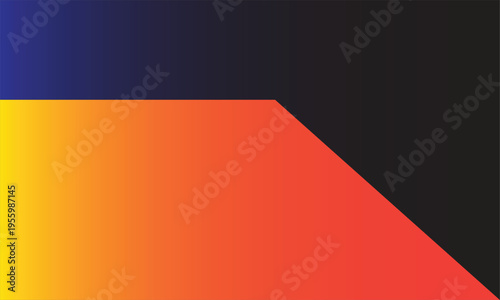 described features an abstract color block design divided into three distinct sections, each with its own color and character.