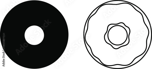 Donut with a hole in it and outline Vector