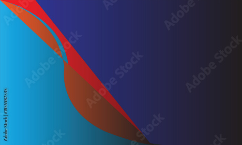  described features a visually dynamic composition characterized by a gradient background and bold curved shapes. 