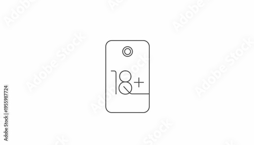18 Plus Age Restriction Tag Icon, Minimum Age Symbol, Adult Content Label