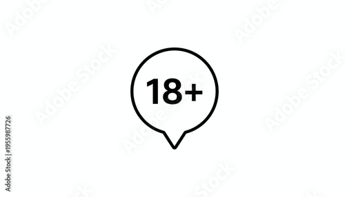 18 Plus Age Restriction Symbol in Speech Bubble Icon
