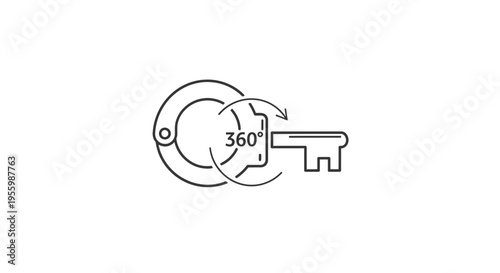 360 Degree Key Rotation Icon: Security, Access, and Rotation Concept