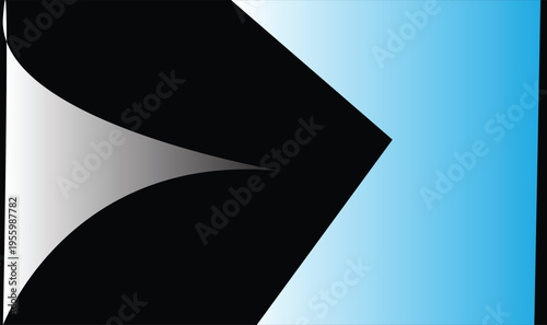 The black shape on the left appears to be curled or folded, which adds a sense of depth and dimension to the design. This element acts as a focal point, drawing the viewer's attention. 