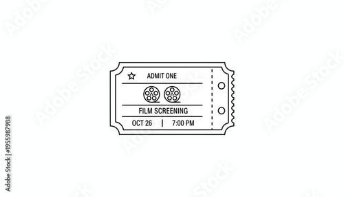 Vintage Film Screening Ticket Icon