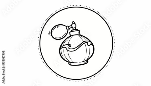 Vintage Perfume Bottle Icon, Hand-Drawn Sketch, Elegant Fragrance Symbol