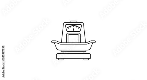 Vintage Kitchen Scale Icon, Retro Weighing Machine, Food Measurement Tool