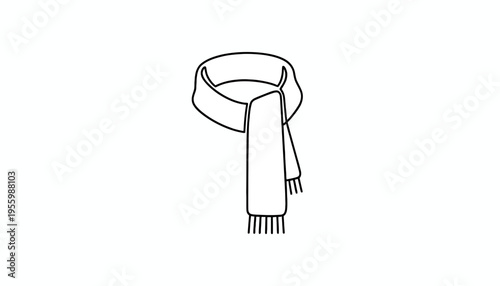 Winter Scarf Icon Vector Illustration - Simple Line Art Fashion Accessory