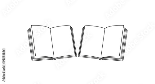 Two Open Books Side by Side, Blank Pages, Concept of Knowledge, Education, Reading