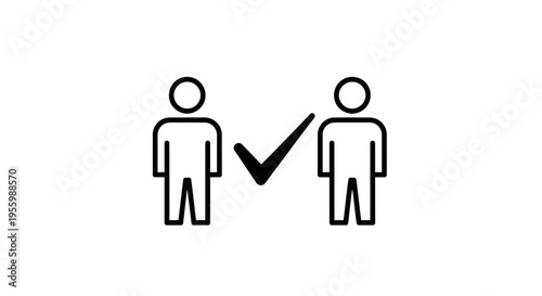 Two people icons with a checkmark between them, symbolizing agreement or approval.