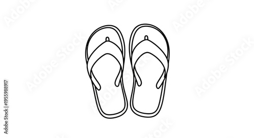 Simple Line Drawing of Flip-Flops on White Background