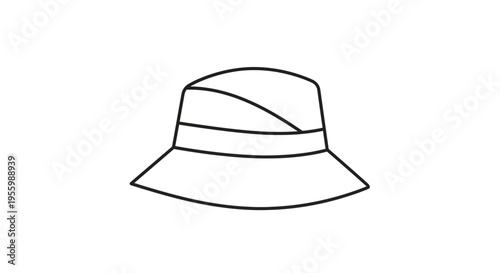 Simple Outline Drawing of a Bucket Hat