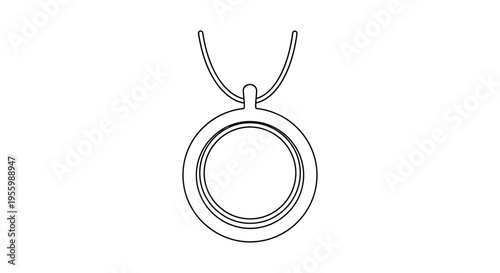 Simple outline drawing of a round locket necklace on a white background