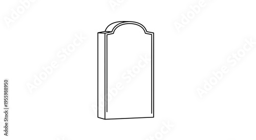 Simple Outline Drawing of a Tombstone with Arched Top