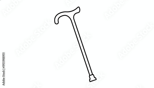 Simple Outline Drawing of a Walking Cane