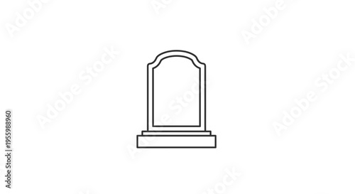 Simple Outline Icon of a Tombstone - Gravestone Symbol