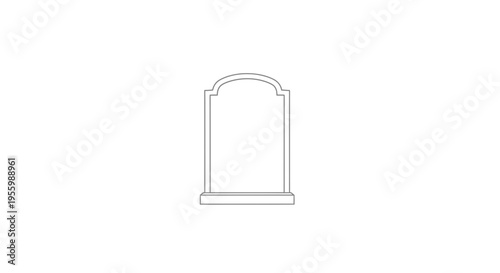 Simple Outline Gravestone Icon, Tombstone Symbol, Funeral Memorial Stone, Vector Illustration