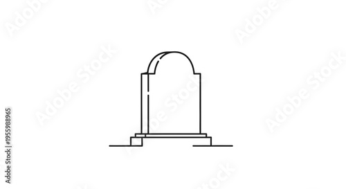 Simple Outline Gravestone Icon, Tombstone Silhouette, Funeral Memorial Symbol