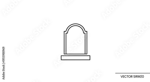 Simple outline icon of a tombstone, grave marker, memorial stone, isolated on white background