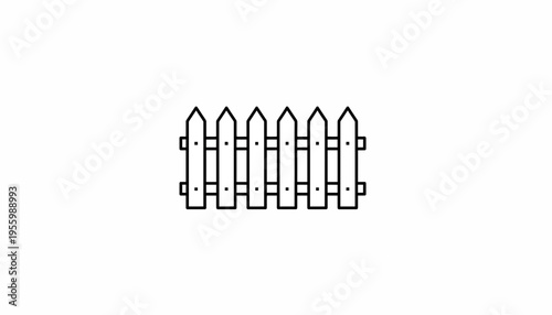 Simple Picket Fence Illustration: White Outline on White Background