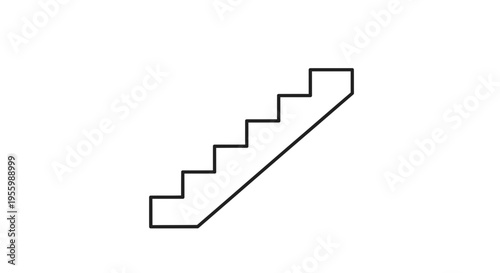 Simple Staircase Icon, Minimalist Stair Design, Upward Movement Concept