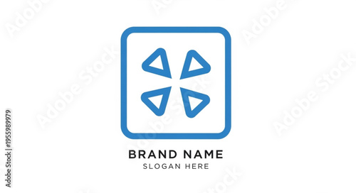 Abstract logo featuring four arrowheads arranged in a square, enclosed in a rounded square frame, ideal for technology or navigation brands.
