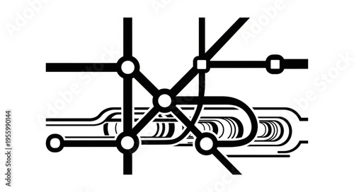 Abstract Subway Map Design with Intersecting Lines and Circular Nodes.