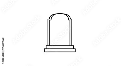 Simple Gravestone Icon Outline, Memorial Tombstone Symbol, Funeral, Death, Cemetery, RIP Concept